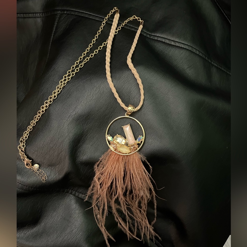 Feather tassel signature pendant necklace